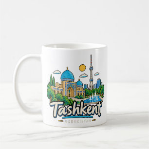 Hand Drawn Tashkent Uzbekistan Travel Art Landmark Coffee Mug