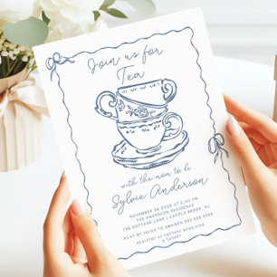 Hand Drawn Tea Baby Shower Invitation