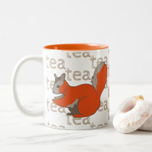 Hand-drawn Tea Coffee Red Squirrel Two-Tone Coffee Mug