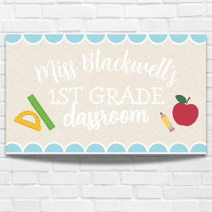 Hand Drawn Teacher Name Classroom Scallop Banner