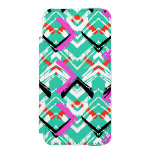 Hand Drawn Teal Zig Zag Pattern Incipio Watson™ iPhone 5 Wallet Case