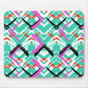 Hand Drawn Teal Zig Zag Pattern Mouse Pad
