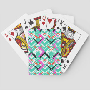Hand Drawn Teal Zig Zag Pattern Playing Cards
