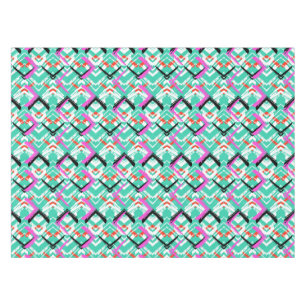 Hand Drawn Teal Zig Zag Pattern Tablecloth
