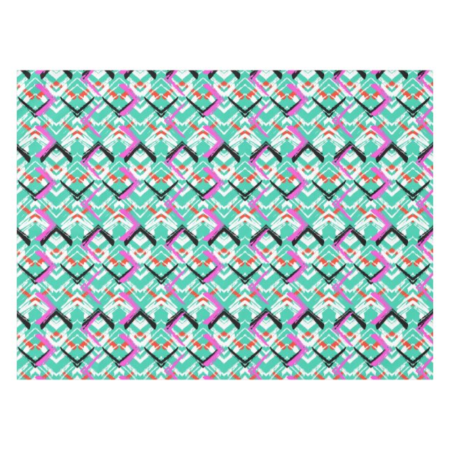 Hand Drawn Teal Zig Zag Pattern Tablecloth (Front (Horizontal))