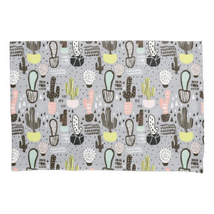 Hand Drawn Textured Cactus Pattern Pillowcase