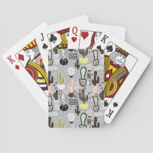 Hand Drawn Textured Cactus Pattern Playing Cards