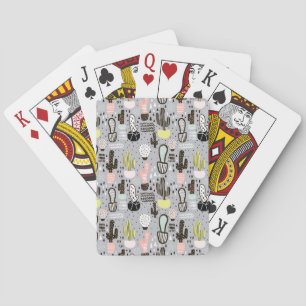 Hand Drawn Textured Cactus Pattern Playing Cards