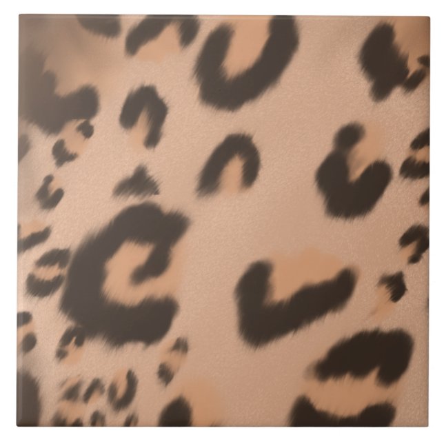 Hand Drawn Textured Leopard Print Ceramic Tile (Front)