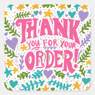 Hand Drawn Thank You for Small Business  Square Sticker