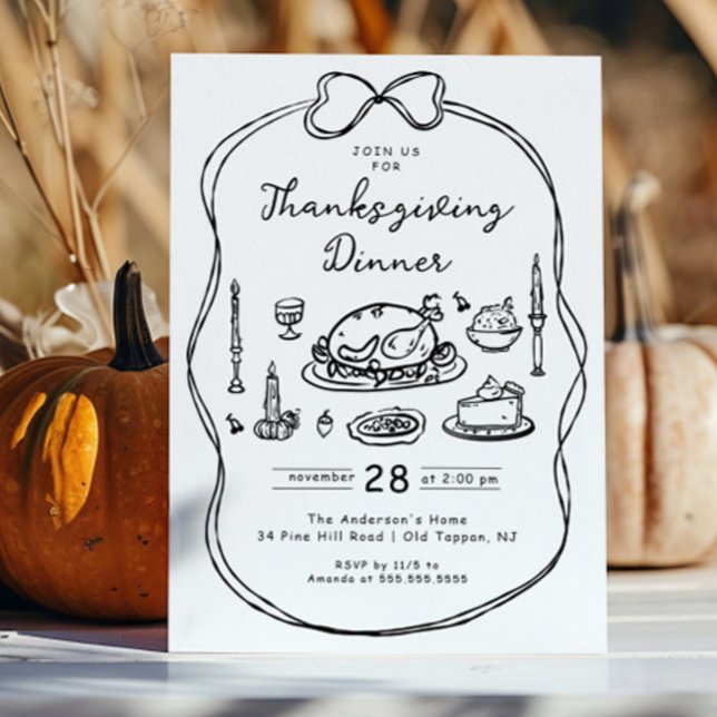 Hand Drawn Thanksgiving Dinner Invitation (Creator Uploaded)