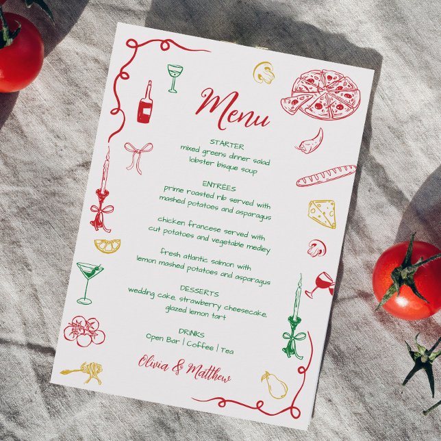Hand Drawn That's Amore Bridal Shower  Menu (Creator Uploaded)