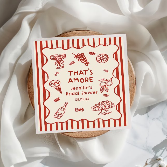 Hand Drawn That's Amore Italian Bridal Shower Napkin (Creator Uploaded)