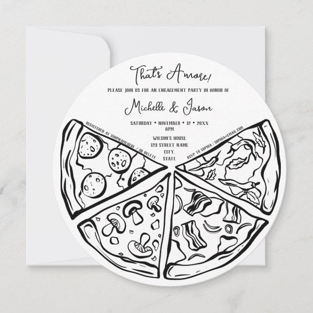 Hand Drawn That's Amore Pizza Italian Engagement Invitation (Front)