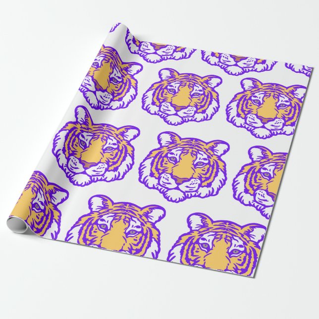 Hand Drawn Tiger Fan Wrapping Paper (Unrolled)