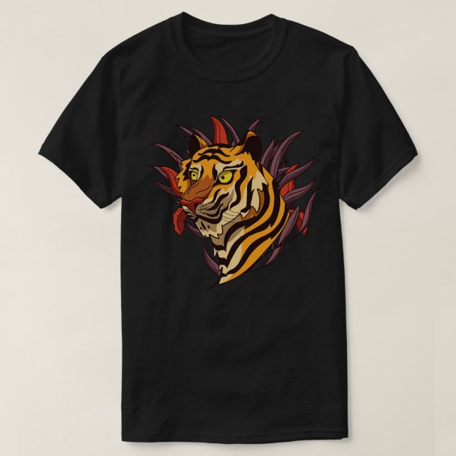 Hand Drawn Tiger Head  T-Shirt (Design Front)