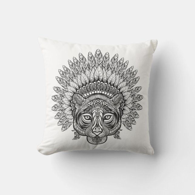 Hand Drawn Tiger In Style Cushion (Front)