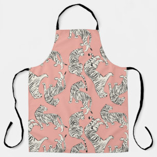 Hand drawn tiger seamless pattern, big cats in dif apron