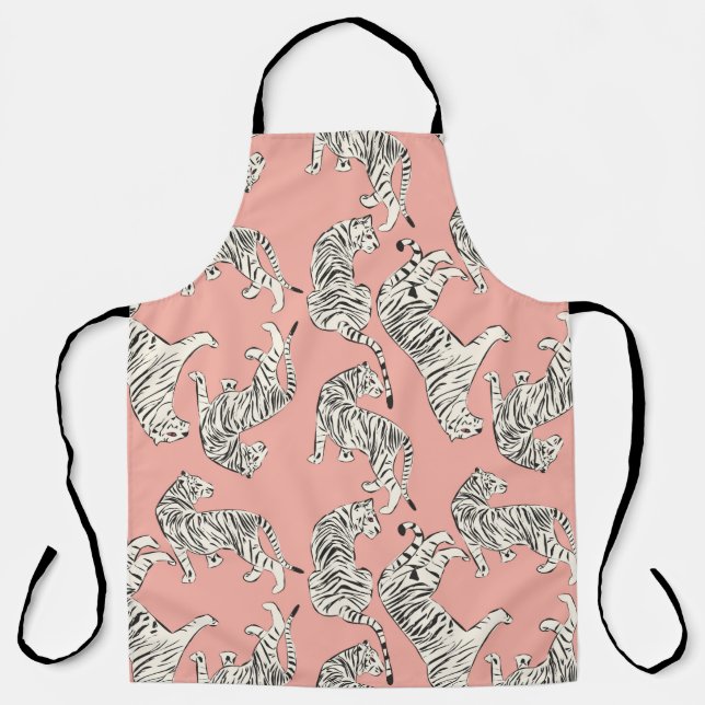 Hand drawn tiger seamless pattern, big cats in dif apron (Front)
