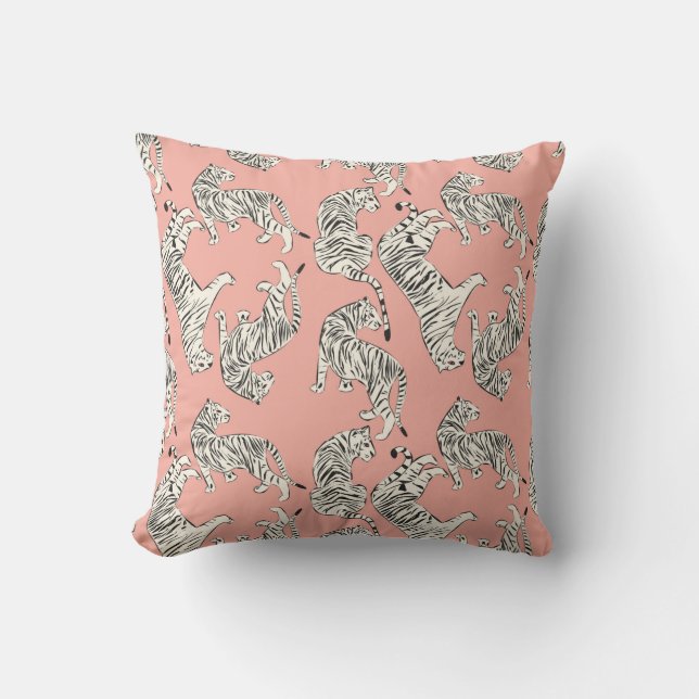 Hand drawn tiger seamless pattern, big cats in dif cushion (Front)