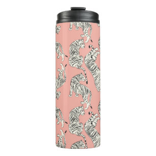 Hand drawn tiger seamless pattern, big cats in dif thermal tumbler