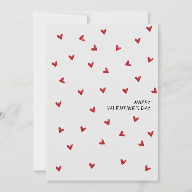 Hand Drawn Tiny Hearts Happy Valentine's Day  Holiday Card (Front)