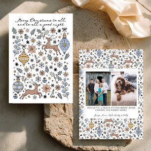 Hand Drawn   To All a Good Night Christmas  Holiday Card