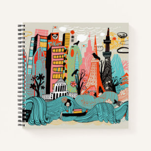 Hand Drawn Tokyo Japan Notebook