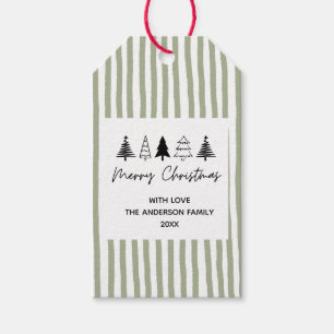 Hand drawn tree Merry Christmas Gift Tags