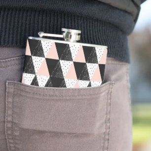 Hand Drawn Triangle Geometric Pattern Hip Flask