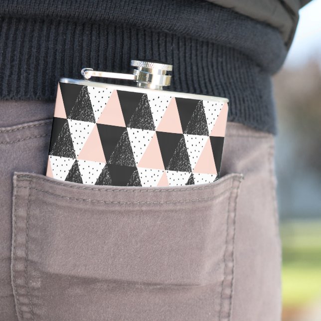 Hand Drawn Triangle Geometric Pattern Hip Flask (In Situ)