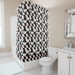 Hand Drawn Triangle Geometric Pattern Shower Curtain