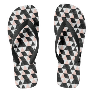 Hand Drawn Triangle Geometric Pattern Thongs