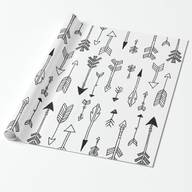 Hand Drawn Tribal Arrow Gift Wrap (Unrolled)