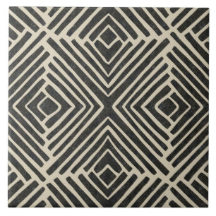 Hand drawn tribal pattern ceramic tile
