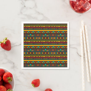 Hand Drawn Tribal Pattern Earth Tones Napkin