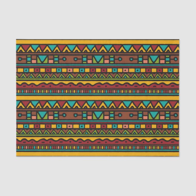 Hand Drawn Tribal Pattern Earth Tones Tissue Paper (Front)