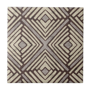 Hand drawn tribal pattern (Natural Shades) Ceramic Tile
