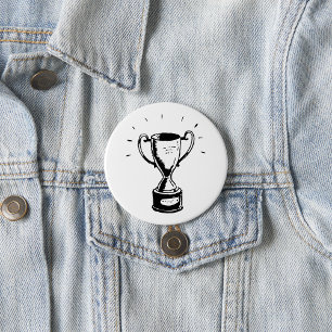 Hand Drawn Trophy Retro Black and White Award 7.5 Cm Round Badge