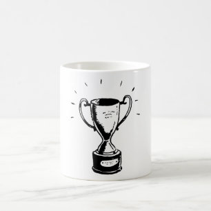Hand Drawn Trophy Retro Black and White Award Coffee Mug