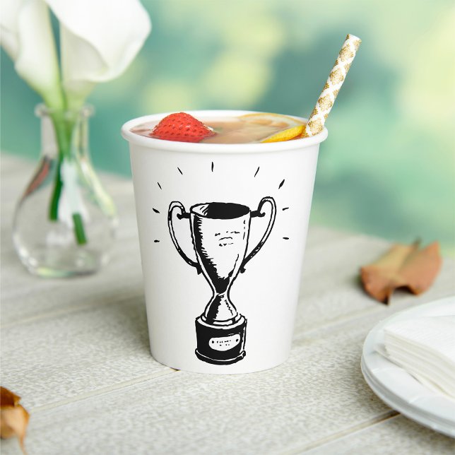 Hand Drawn Trophy Retro Black and White Award Paper Cups (Creator Uploaded)