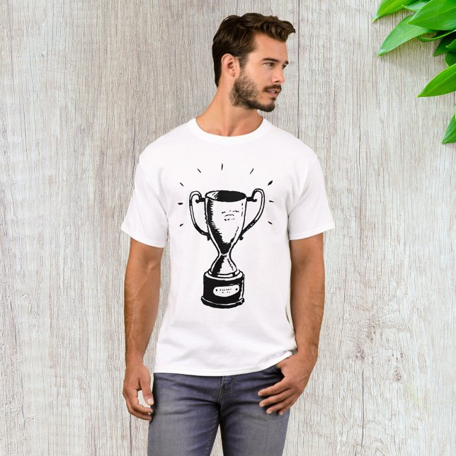 Hand Drawn Trophy Retro Black and White Award T-Shirt (Creator Uploaded)