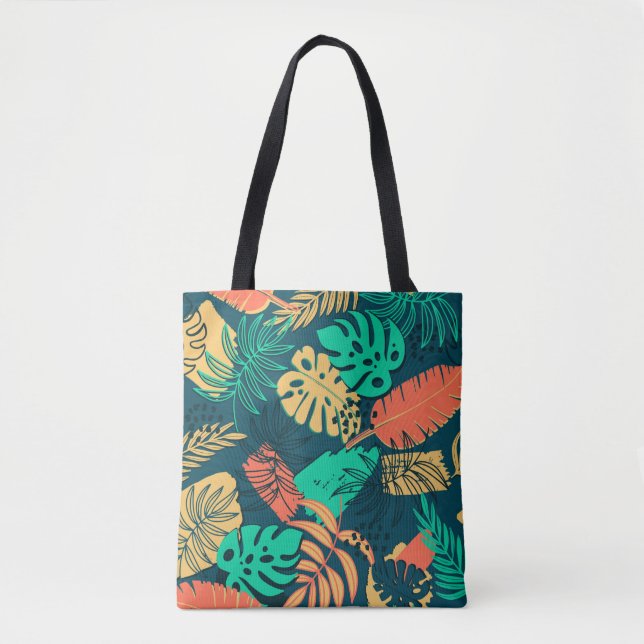 Hand drawn tropic flat pattern. Palm leaves backgr Tote Bag (Front)