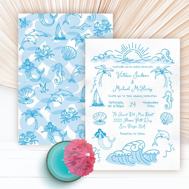Hand drawn Tropical Coastal Destination Invitation (Creator Uploaded)