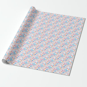 Hand drawn tropical flowers, leaves pattern. wrapping paper