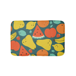 Hand Drawn Tropical Fruit Pattern Bath Mat