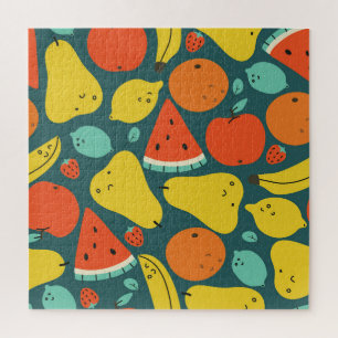 Hand Drawn Tropical Fruit Pattern Jigsaw Puzzle