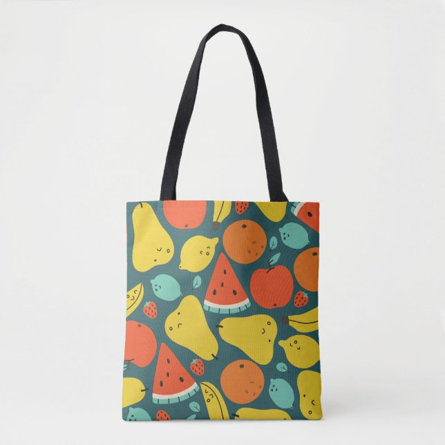 Hand Drawn Tropical Fruit Pattern Tote Bag (Front)