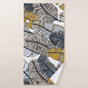 Hand Drawn: Tropical Leaves Bath Towel