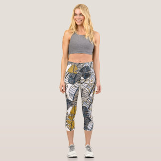 Hand Drawn: Tropical Leaves Capri Leggings
